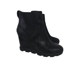 Sorel Joan Uptown Black Wedge Ankle Boots